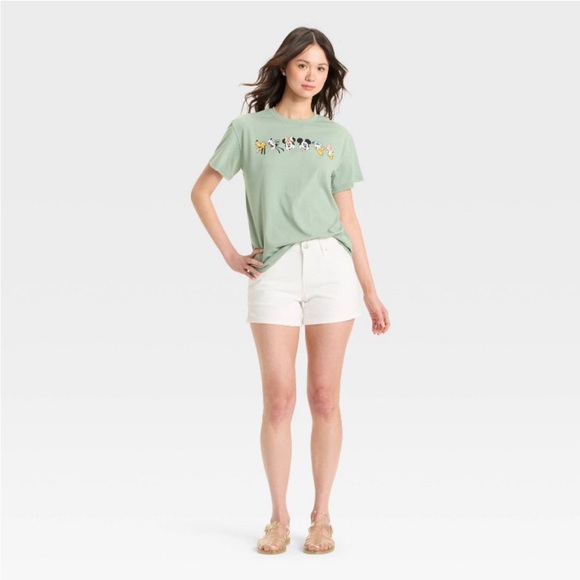 Green Graphic T-Shirt with Mickey Mouse and Friends Characters - Picture 3 of 4